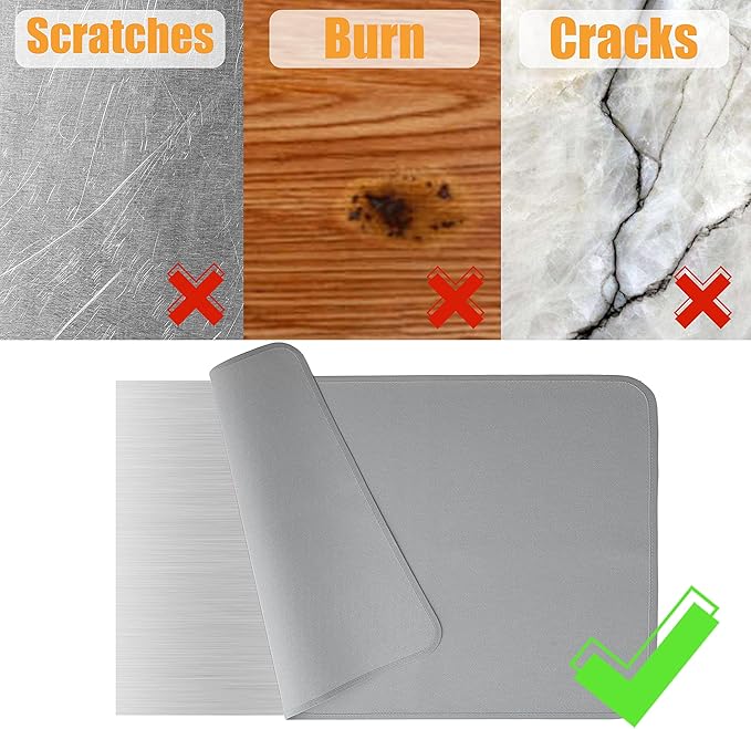 24x36in Heat Resistant Grill Mats for Outdoor Grill to Protect Your Prep Table and Outdoor Grill Table - Fire Proof & Water Proof & Oil Proof BBQ Mat - Grey(1mm)