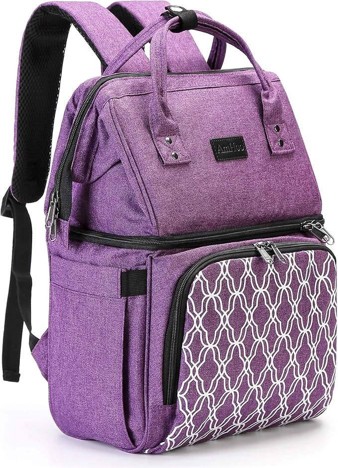 AmHoo Insulated Lunch Box Cooler Backpack Waterproof Leak-Proof Lunch Bag Tote for Men Women Hiking Beach Picnic Trip with Strongest YKK Zipper Purple