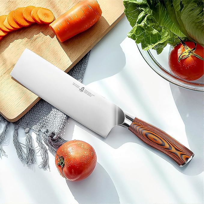 TUO Nakiri Knife 6.5" Japanese Vegetable Cleaver, Chef Knife for Kitchen Vegetable Chopping, German High Carbon Stainless Steel, Ergo Pakkawood Handle