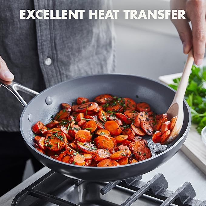 GreenPan Valencia Pro Hard Anodized Healthy Ceramic Nonstick 10" Frying Pan Skillet with Lid, PFAS-Free Cookware, Stainless Steel Handle, Induction Suitable, Dishwasher Safe, Oven Safe, Gray