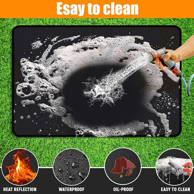 48 x 30 inch Under Grill Mats for Outdoor Grill,Double-Sided Fireproof for Lawn,Gas Grills,Deck,Patio and Smokers,Fire Pit Mat,Fireplace Mat,Waterproof,Oil-Proof and Non-Slip BBQ mat