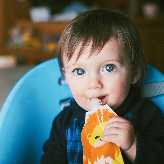 Squooshi Reusable Baby Food Pouches for Toddlers | BPA Free Plastic, Food Safe, Freezer Safe | Refillable for Applesauce Yogurt & Puree Squeeze Pouch