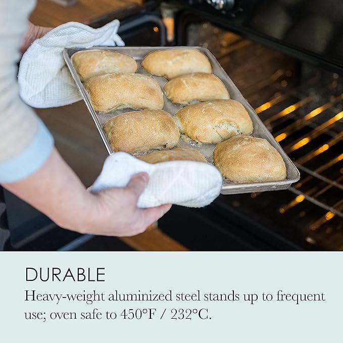 Chicago Metallic Commercial II Traditional Uncoated Large Jelly Roll Pan, perfect for jelly rolls, cookies, pastries, pizza, one-pan meals, roasted vegetables, and more, 16-3/4 by 12-Inch