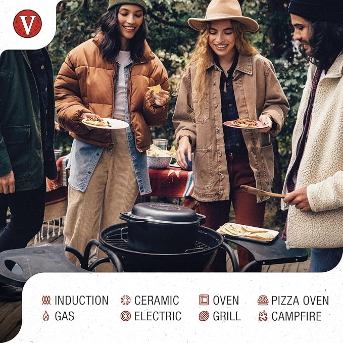 Victoria 6-Quart Cast Iron Combo Cooker, Combination Dutch Oven and Skillet, Made in Colombia, 2-Piece Set