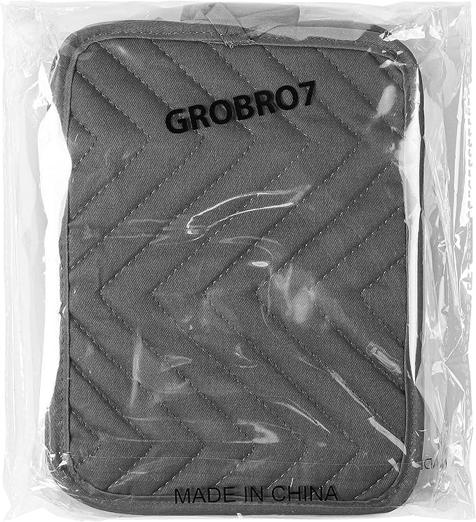 GROBRO7 5Pack Pocket Pot Holders Cotton Heat Resistant Potholder Multipurpose Hot Pads Machine Washable Oven Mitts Cooking Pads Bulk for Daily Kitchen Baking and Cooking 8.9 x 6.9 Inch Grey