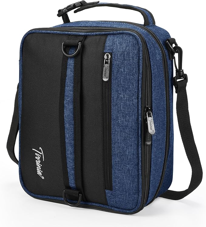 Tirrinia Expandable Insulated Lunch Bag for Men Women – Leakproof Reusable Cooler LunchBox for Kids & Adults with Shoulder Strap, Perfect for Work, School, Office, Travel,Dark Blue