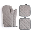 Oven Mitts and Pot Holders 4 pcs Set,High Heat Resistant 500 Degree Extra Thicken Long Kitchen Cotton Oven Glove for Cooking (12 Inch,Grey)