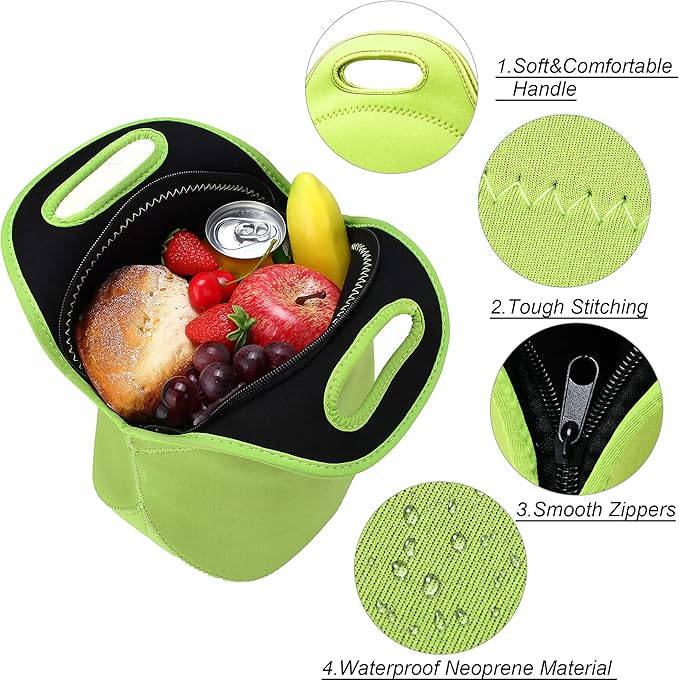 Neoprene Lunch Bag for Women Insulated Lunch Tote Bags Washable Lunch Container Box for Work Picnic Lightweight Meal Prep Bags for Men