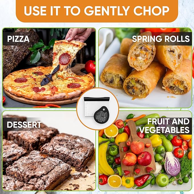 Spring Chef Dough Bench Scraper for Baking with Markings - Stainless Steel Kitchen Dough Cutter Tool with Bowl Pastry Scraper for Pizza, Bread, Pastries - Bench Knife - Dishwasher Safe - Black