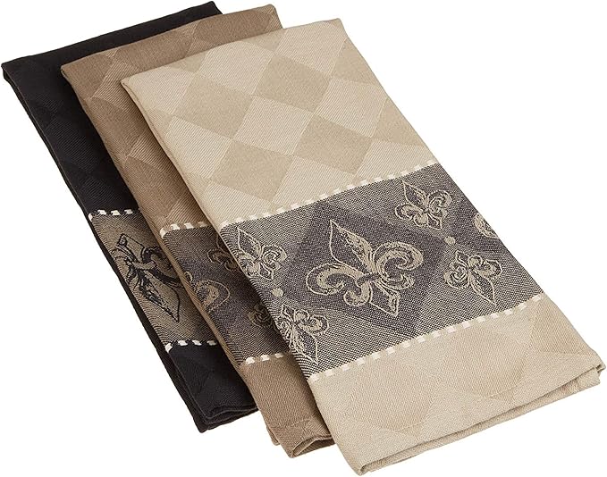 DII Cotton French Jacquard Dish Towels, Set of 3, Decorative Tea Towels for Everyday Kitchen Cooking and Baking-French Macaroons