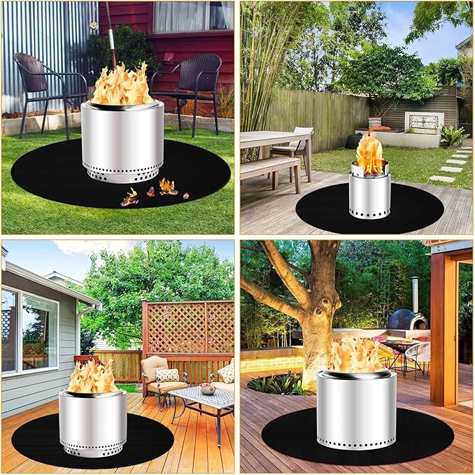 47" Round Fire Pit Mat Compatible with Solo Stove Bonfire, 3-Layer Outdoor Under Grill Mat Patio Deck Protector BBQ Mat,Fire Proof Pads for Under Fire Pit,Charcoal Grills,Griddles and Smokers