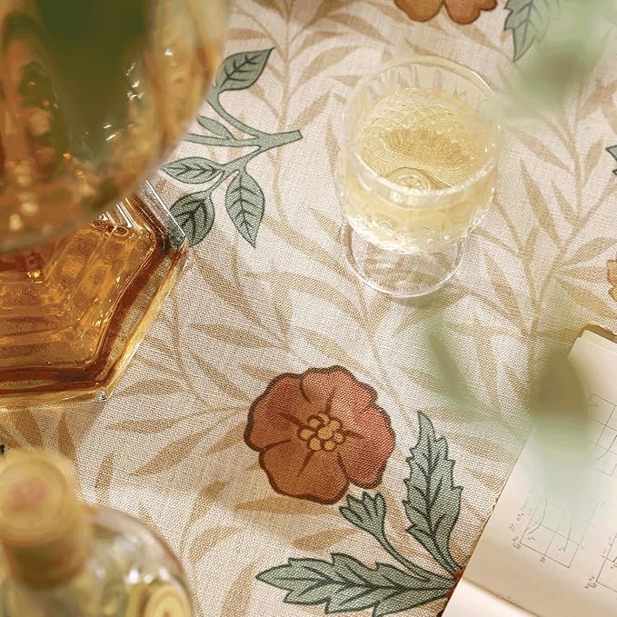 patdrea Designer French Vintage Extra Long Rectangular Tablecloth,Yellow Floral Pattern Anti-Wrinkle Table Cloth,Decor Cover for Kitchen Dining Parties,Christmas,Thanksgiving,63"x110"-Cornflowers