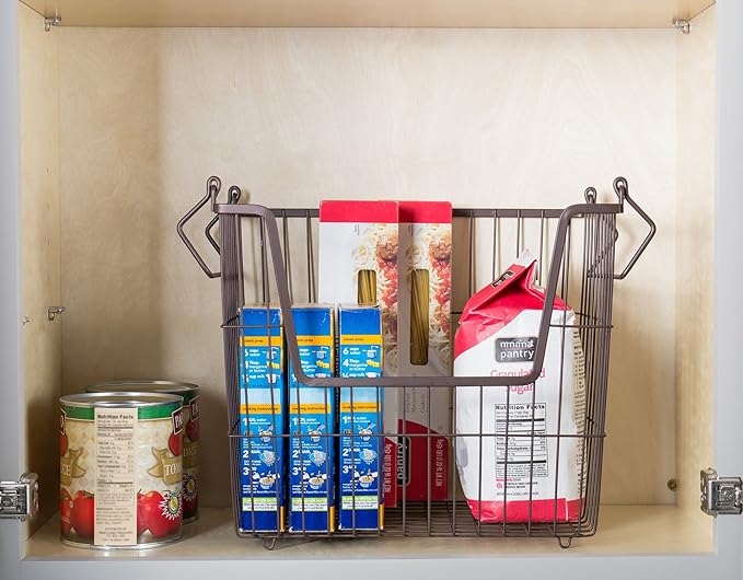 DII Metal Wire Mesh Stackable Utility Storage Bin, Large Rectangle, 13x10x11", Bronze