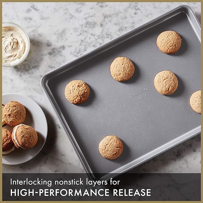 Calphalon Premium Nonstick Baking Pans Set of 2, 12 x 17 inch, Silverware, Heavy Gauge Steel Core (Pack of 2)