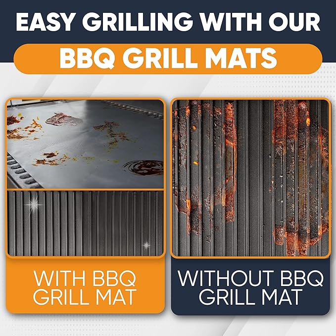 Linda's Essentials Extra Large Grill Mats for Outdoor Grill Mat (3 Pack) - Reusable Heat-Resistant Grilling Mats for Outdoor Grill, Non Stick Grill Matt, Easy Clean BBQ Mats for Outdoor Grills