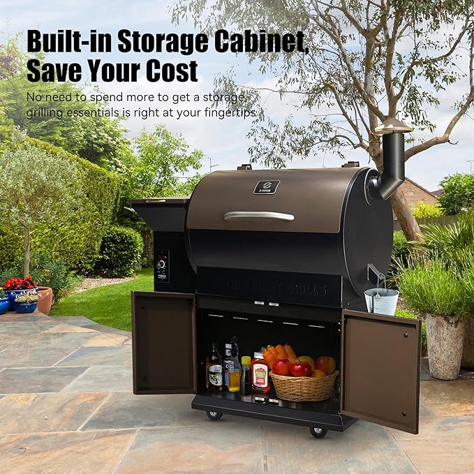 Z GRILLS Wood Pellet Grill Smoker with PID Control, Rain Cover, 700 sq. in Cooking Area for Outdoor BBQ, Smoke, Bake and Roast, 700D