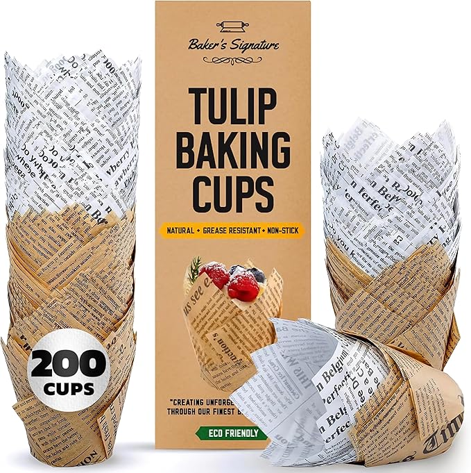 Baker's Signature 150pcs Parchment Paper Muffin Liners - Natural Wood Pulp, Greaseproof, Waterproof, Non-Toxic - Ideal for Multiple Occasions