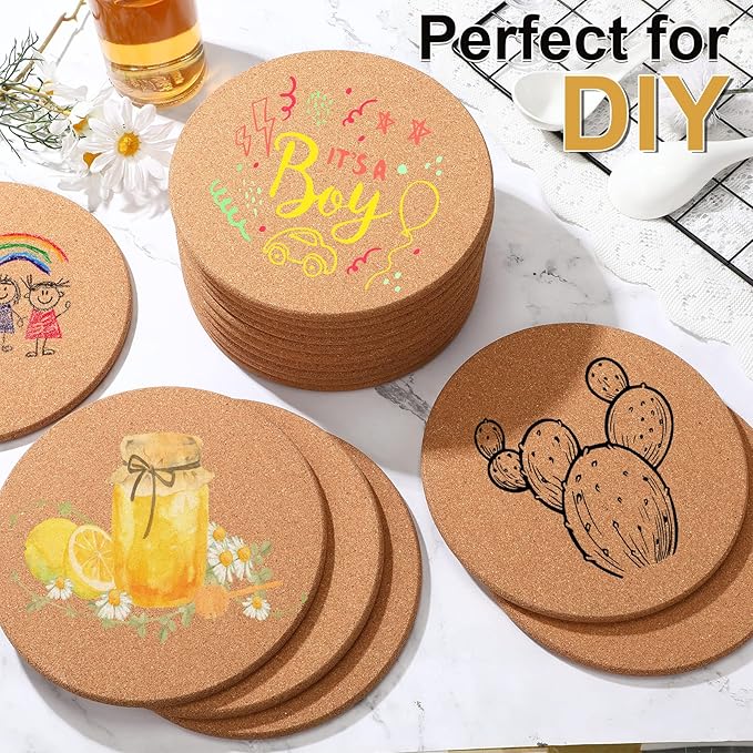 16 Pack Thick Cork Trivets - 8 Inch Heat Resistant Multifunctional Cork Board Hot Pads for Table & Countertop