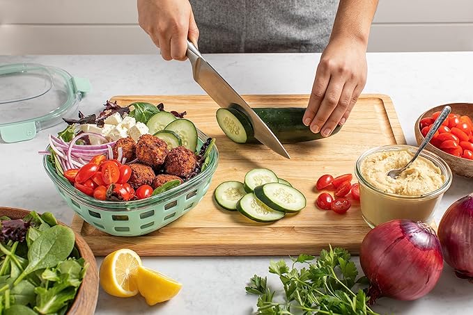 Ello Duraglass Meal Prep Lunch Bowl Container, 5 cup- Glass Food Storage Container with Silicone Sleeve and Airtight BPA-Free Plastic Lid, Dishwasher, Microwave, and Freezer Safe