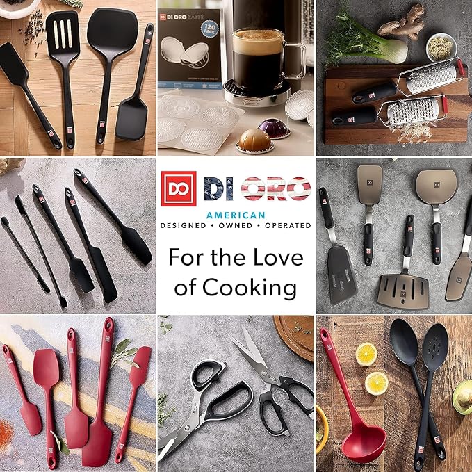 DI ORO Spatulas for Kitchen Use - Forever Warranty - 600°F Heat Resistance Silicone - Turner Spatula Set for Cooking - BPA Free Wide Pancake Spatulas - Egg Flippers for Nonstick Cookware Safe (2pc)