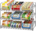 Simple Houseware Stackable Can Organizer Rack for Pantry/Cabinet – 11.5" D x 17" W x 13.75" H, Holds 36 Cans, 3-Tier Can Food Storage Dispenser, Chrome