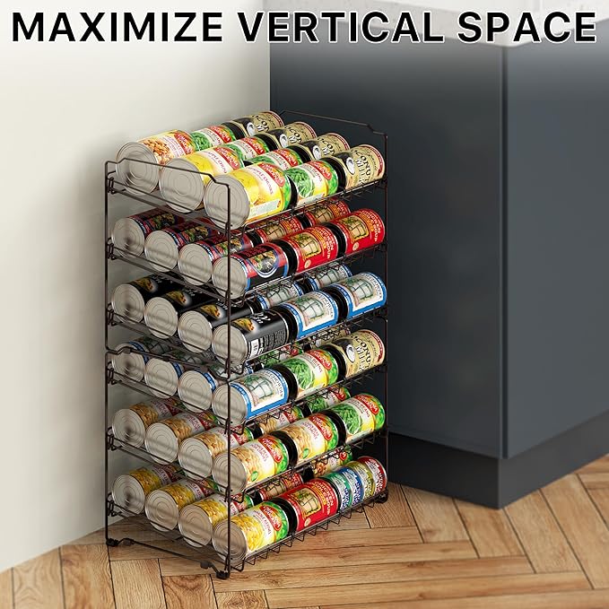 Simple Houseware Stackable Can Organizer Rack for Pantry/Cabinet – 11.5" D x 17" W x 13.75" H, Holds 36 Cans, 3-Tier Can Food Storage Dispenser, Bronze
