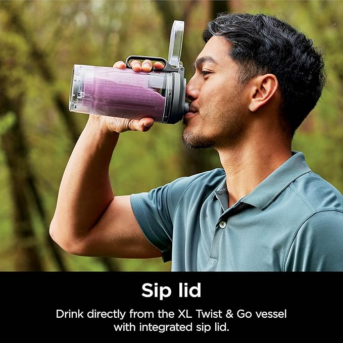 Ninja Blast Max, Portable & Personal Blender + Twist & Go, Smoothie, Blend, Ice Crush, 3 Programs, Cordless, 22 oz removable Vessel, Dishwasher Safe, Leakproof, Grey, BC251GY