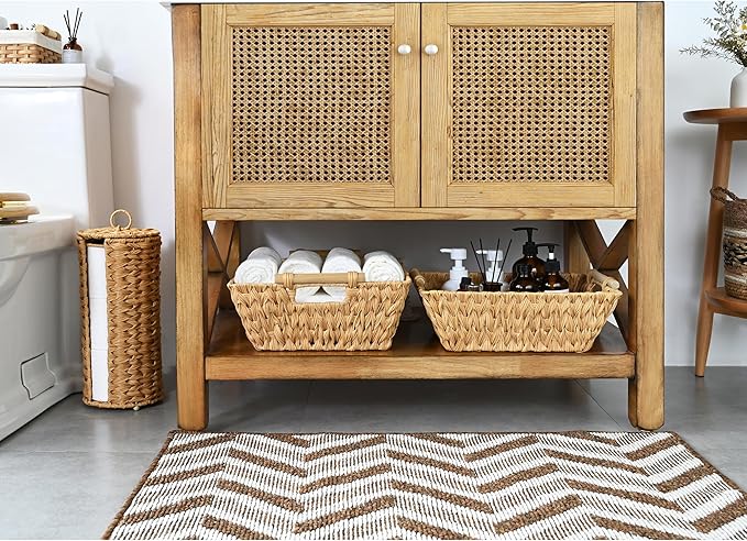 GRANNY SAYS 2-Pack Wicker Storage Baskets, Wicker Baskets for Organizing, Large Basket with Handles, Waterproof Woven Basket, Storage Baskets for Shelves