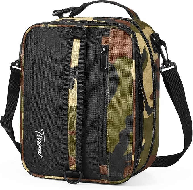 Tirrinia Expandable Insulated Lunch Bag for Men Women – Leakproof Reusable Cooler LunchBox for Kids & Adults with Shoulder Strap, Perfect for Work, School, Office, Travel,Camo