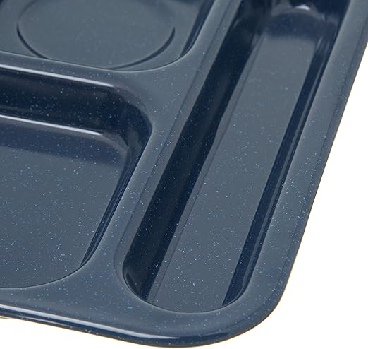 Carlisle FoodService Products Right Hand 6-Compartment Melamine Tray 14.5" x 10" - Café Blue