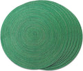 FunWheat Round Placemats Set of 6 Table Mats for Dining Tables Washable Non-Slip Place mats 15 Inch (Green Shine)