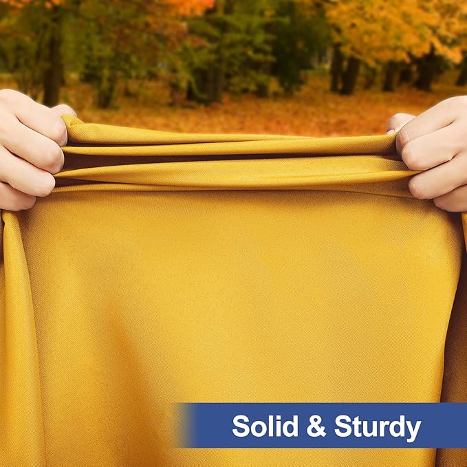 homing Rectangle Table Cloth Cover, Waterproof Polyester Elastic Fitted Tablecloth, Fits for 6 Foot Folding Tables, Washable Table Protector for Fall, Thanksgiving (Mustard Yellow, 30" x 72")