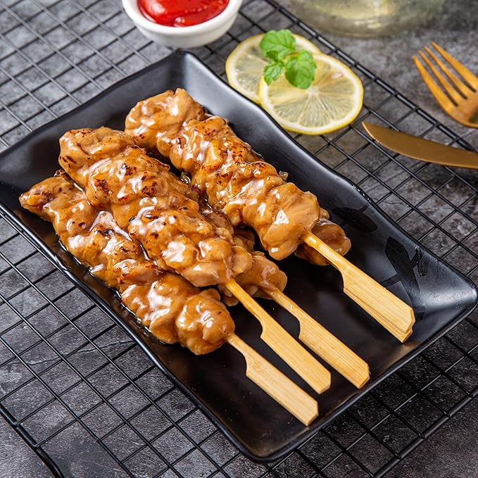 7 Inch Bamboo Skewers for Grilling 200PCS Kabob Skewers Wood Paddle Flat Bamboo Sticks for Fruit, BBQ, Kitchen (7 Inch)