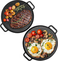 Navaris Double Sided Cast Iron Griddle Plate - BBQ Griddle Plate - Steak Pan or Pancake Griddle Pans - BBQ Hot Plate for BBQ Pan - Induction Griddle or Hot Plate for Gas Hob