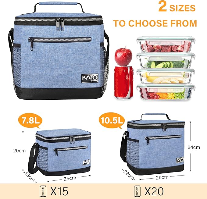 Tirrinia Insulated Lunch Box for Men/Women, Leakproof Lunch Bag for School Work, Enlarge Lunch Tote Kids Boys Girls Back to School, Soft Reusable Cooler Office Picnic Work Beach Camping with Shoulder