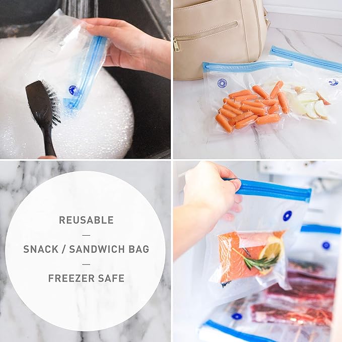 Sous Vide Bags for Joule and Anova Cooker - 52 Pieces Kit with Vacuum Sealer Bags, Hand Pump, Clips - 3 Bag Sizes, Food Storage, Meal Prep - Fits Any Sous Vide Cooking Machine