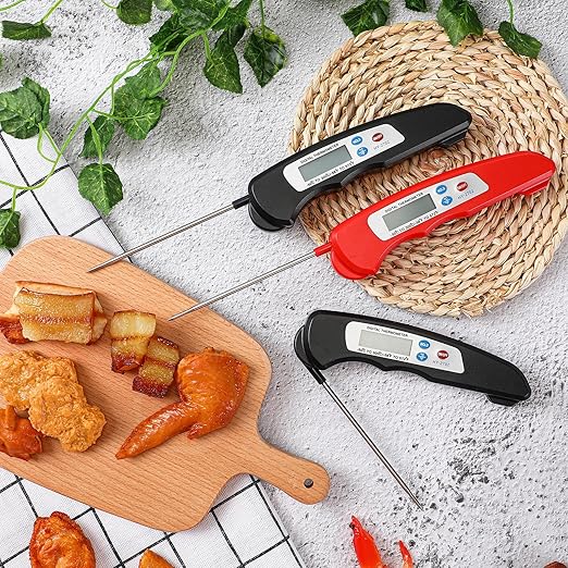 20 Pcs Digital Meat Thermometer Foldable Waterproof Kitchen Instant Read Cooking Grill Food Thermometer with Magnet Digital Food Probe for Cooking Kitchen Beef Accessories Gadgets
