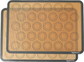 Amazon Basics Silicone Baking Mat for Macarons, Non-Stick, Food Safe, 16.5" x 11.6", Beige/Gray, Pack of 2