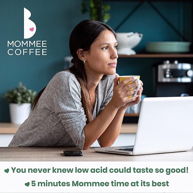 Mommee Coffee - Quarter Caf | Low Acid, Organic, Fair Trade, Water Processed | Ground, 22oz.