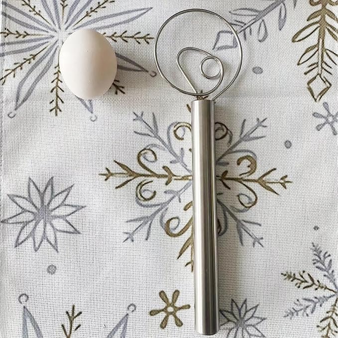 304Professional Danish Dough Whisk - Stainless Steel Bread Whisking Tool for Sourdough, Pizza Dough