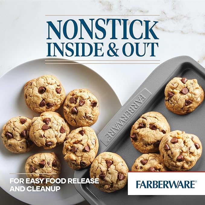 Farberware Nonstick Bakeware Set, Nonstick Cookie Sheets / Baking Sheets - 2 Piece, Gray