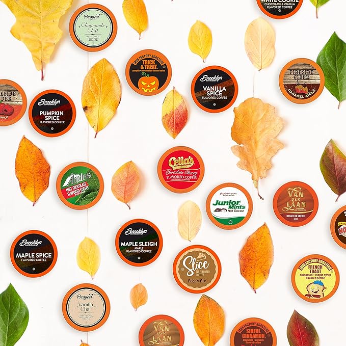 Two Rivers Coffee Single Serve Sampler Pack for Keurig K-Cup Brewers, Assorted Fall Flavors(Coffee, Cocoa, Tea), 40 Count