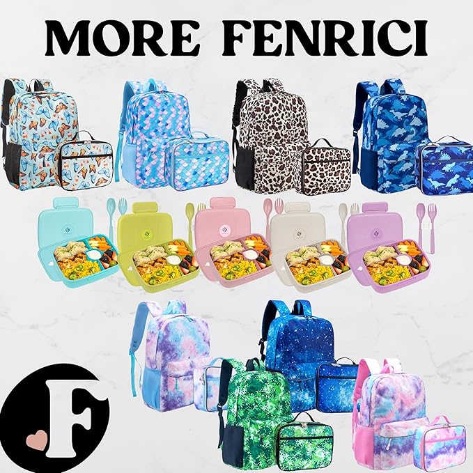 Fenrici Galaxy Lunch Box for Boys, Girls, Kids Insulated Lunch Bag, Perfect for Preschool, K-6, Soft Sided Compartments, Spacious, BPA Free, Food Safe,10.8in x 8.5in x 2.8in (Galaxy-Purple)