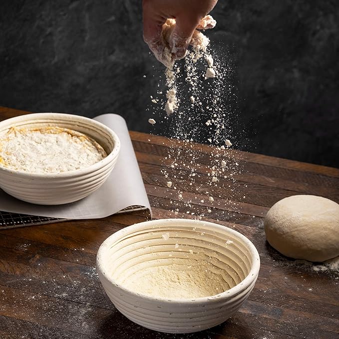 Bread Banneton Proofing Basket [Set of 2] Oval 10x6 Inch Sourdough Rising Baskets with Liner