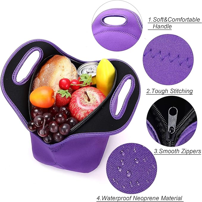 Neoprene Lunch Bag for Women Insulated Lunch Tote Bags Washable Lunch Container Box for Work Picnic Lightweight Meal Prep Bags for Men