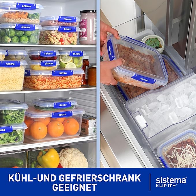Sistema KLIP IT PLUS Leakproof Food Storage Containers | 1 L | Airtight & Stackable Meal Prep Containers with Lids | BPA-Free | 3 Count