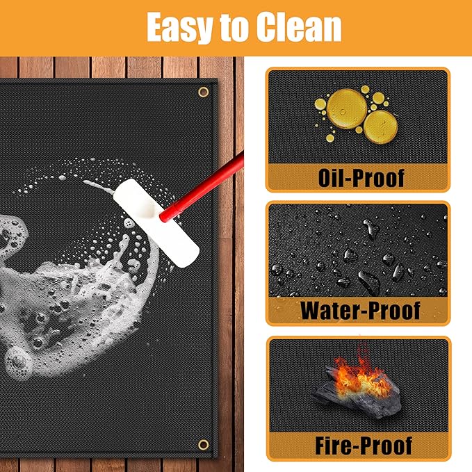 TOHONFOO 80 x 48 in Large Grill Mats for Outdoor Grill - BBQ Grill Mats to Protect The Deck, Patio, Pavers - Easy to Clean Grilling Mats - 0.6mm