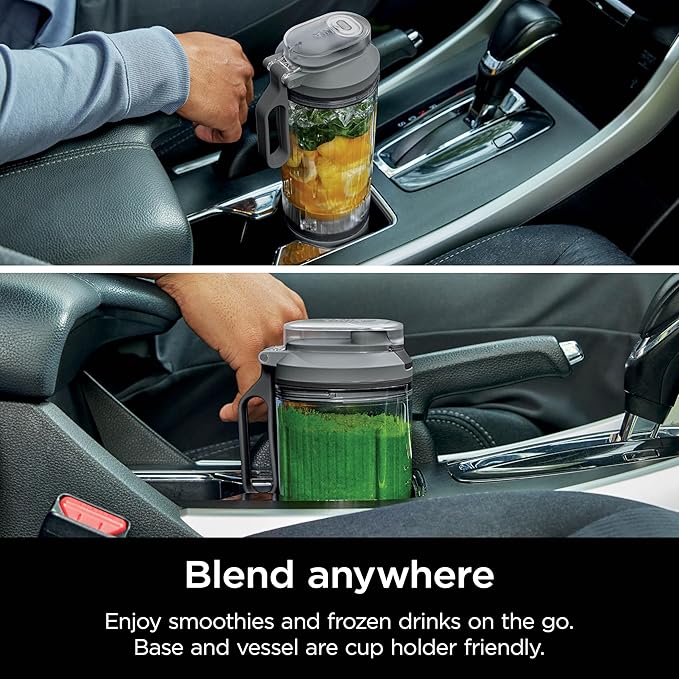 Ninja Blast Max, Portable & Personal Blender + Twist & Go, Smoothie, Blend, Ice Crush, 3 Programs, Cordless, 22 oz removable Vessel, Dishwasher Safe, Leakproof, Grey, BC251GY