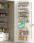 Moforoco White 9-Tier Over The Door Pantry Organizer, Pantry Organization And Storage, Metal Hanging Spice Rack Shelves Door, Home & Kitchen Essentials, Laundry Room Bathroom Organization