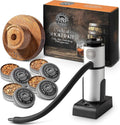 BOURBON&BARREL Cocktail Smoker Kit | Crafted with Walnut Wood | Whiskey Smoker Kit with Instant Smoker, Glass Drink Topper and 4 Varieties of Wood Chips | Old Fashioned Drink Smoker [Walnut]